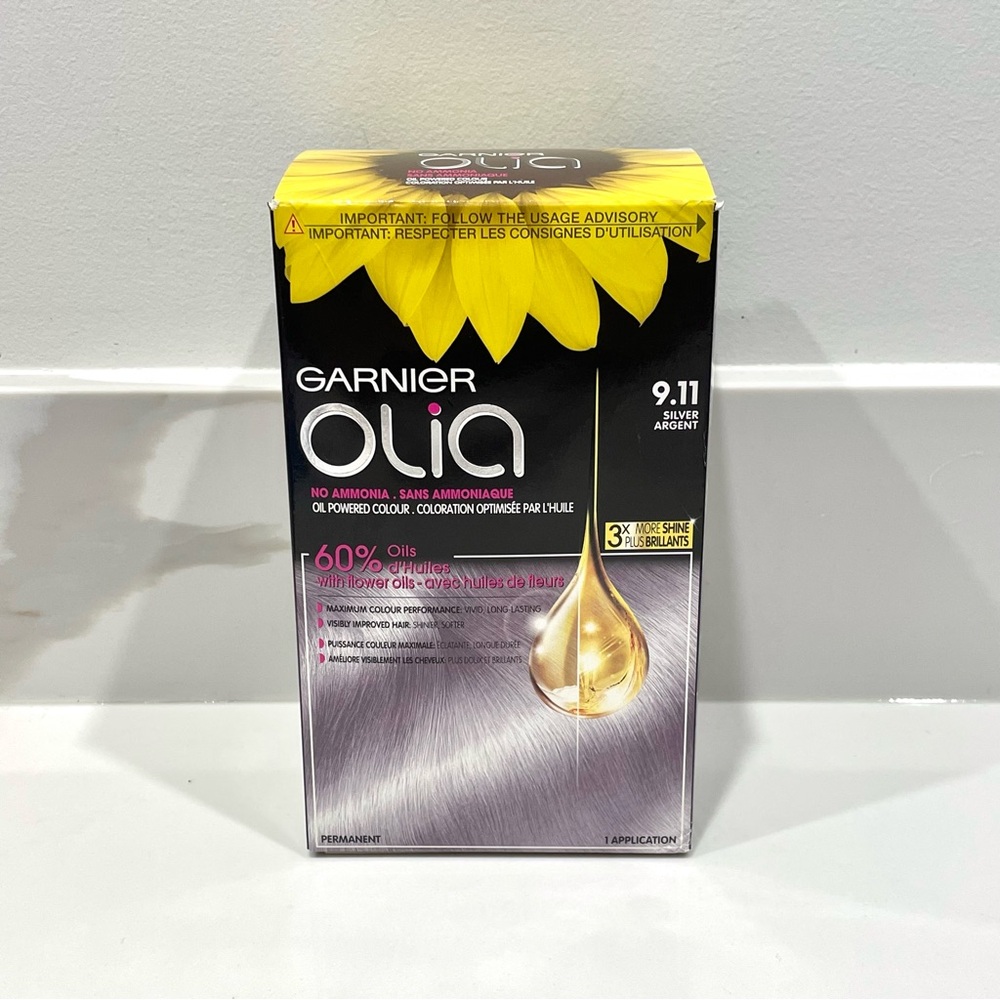 🟠5/$25 NEW Garnier Olia Hair Dye (9.11 Silver Argent)
